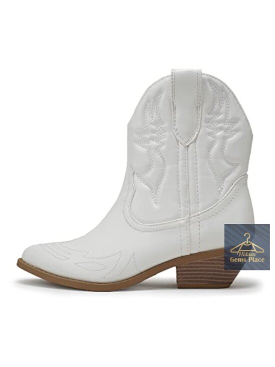 Shoes - Soda Women's Cowboy Western Stitched Faux Leather Ankle Boots Pointed Toe